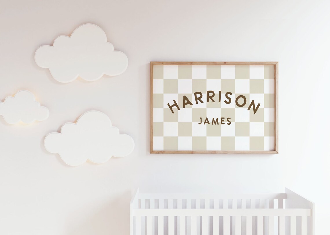 William Jones Custom Boy Name Sign Checkerboard Kids Poster Decor - Image 3