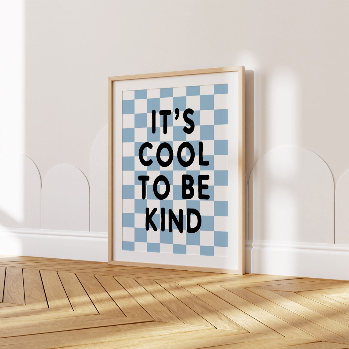 It Is Cool To Be Kind Blue Checkerboard Kids Poster Room Decor - Image 2