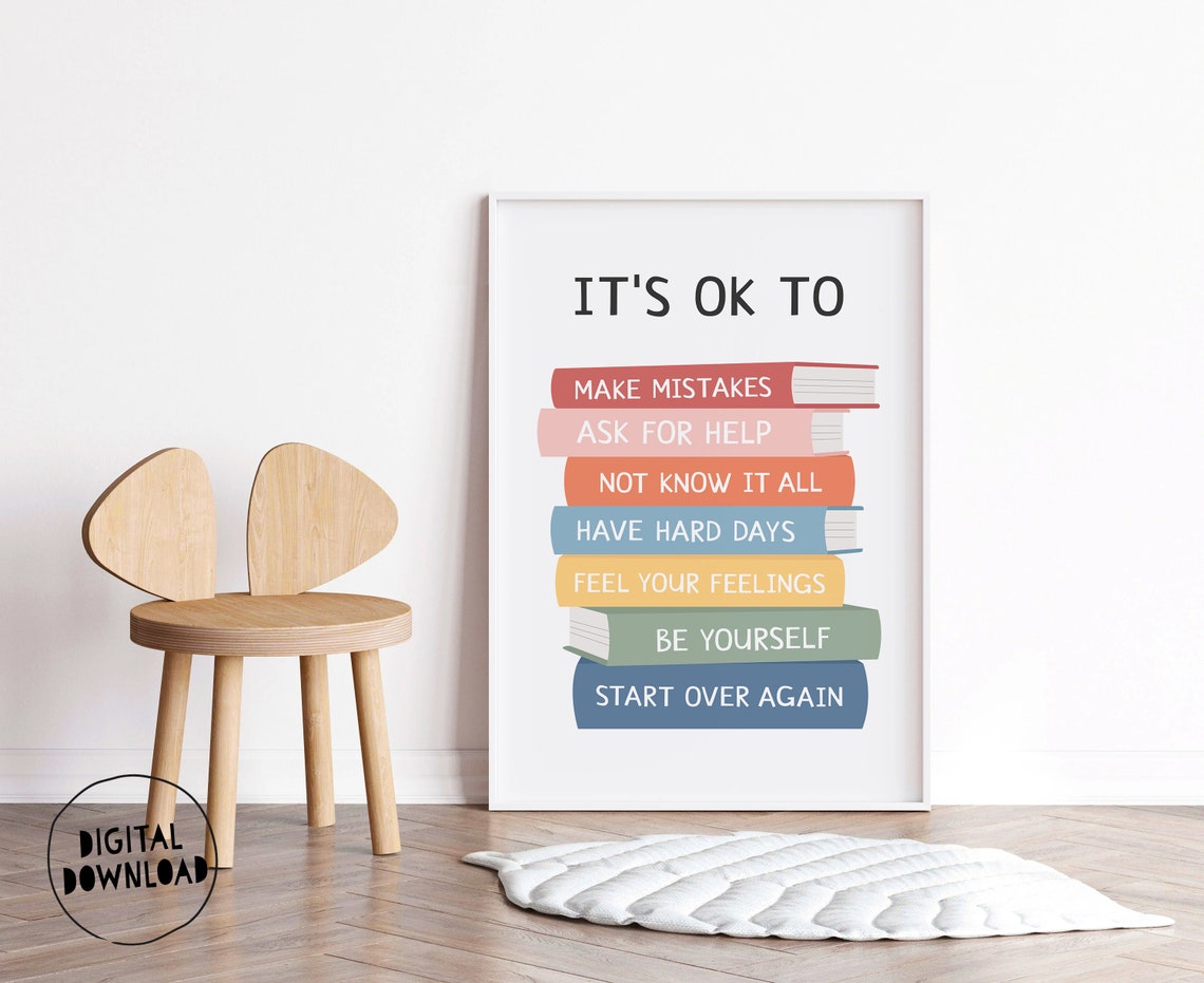 Its Ok To Make Mistakes Book Stack Classroom Poster For Kids - Image 5