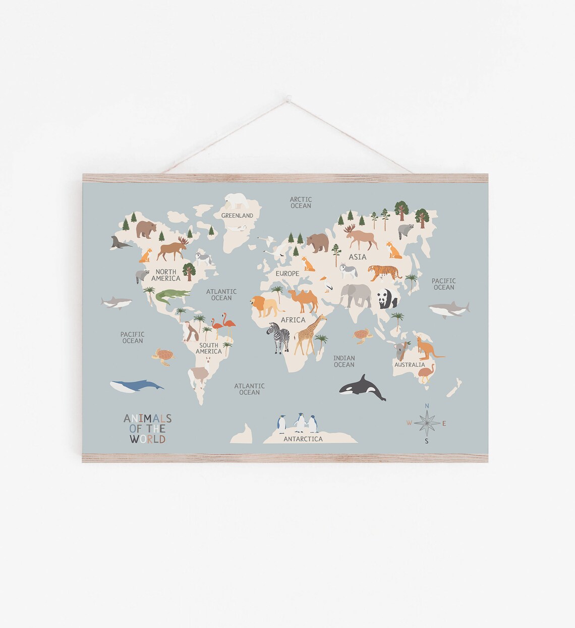 Animals World Map Kids Educational World Map Print - Image 4
