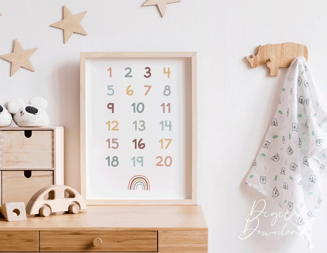 Numbers 1 To 20 Colorful Poster With Rainbow Kids Nursery Room - Image 2