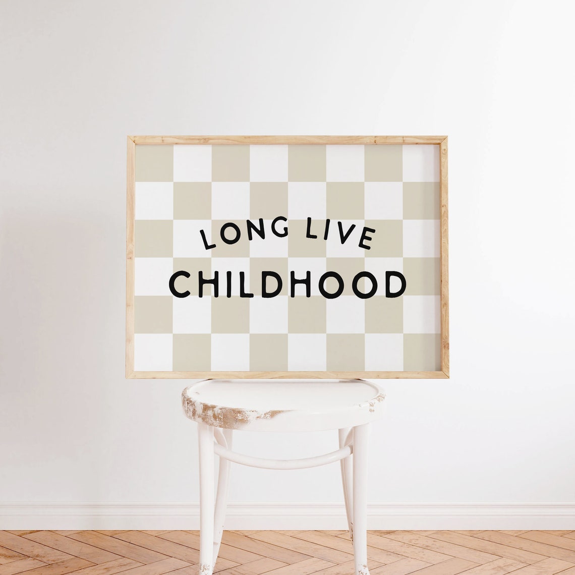 Long Live Childhood Bold Lettering Checkerboard Nursery Poster - Image 4