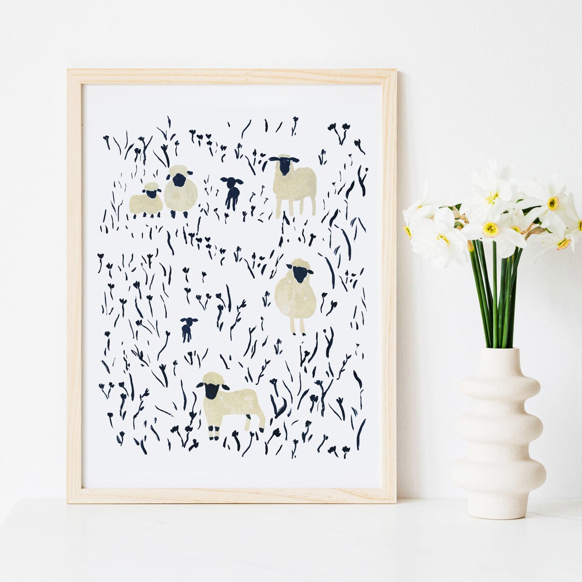 Sheep and Lamb Farm Nursery Kids Poster Print - Image 3