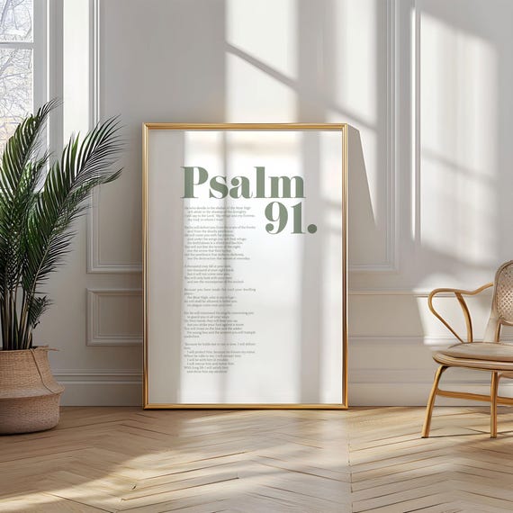 Psalm 91 Scripture Poster, Christian Wall Art