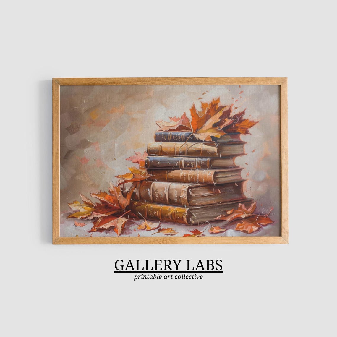Vintage Books Stack Autumn Leaves Still Life Fall Wall Art Print - Image 3