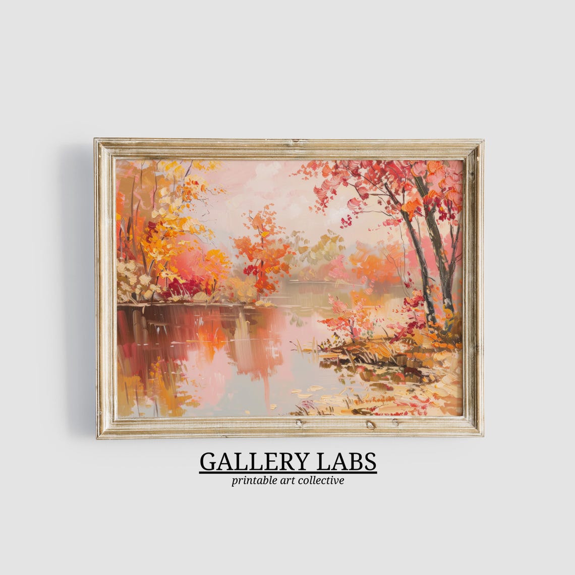 Autumn Lake Reflection Fall Foliage Water Landscape Painting Poster