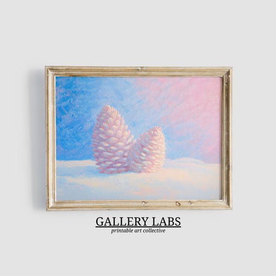 Pink Pinecone Painting Xmas Decor Pink Festive Print Girly Seasonal Still Life Cute Christmas Print Nature Wall Art