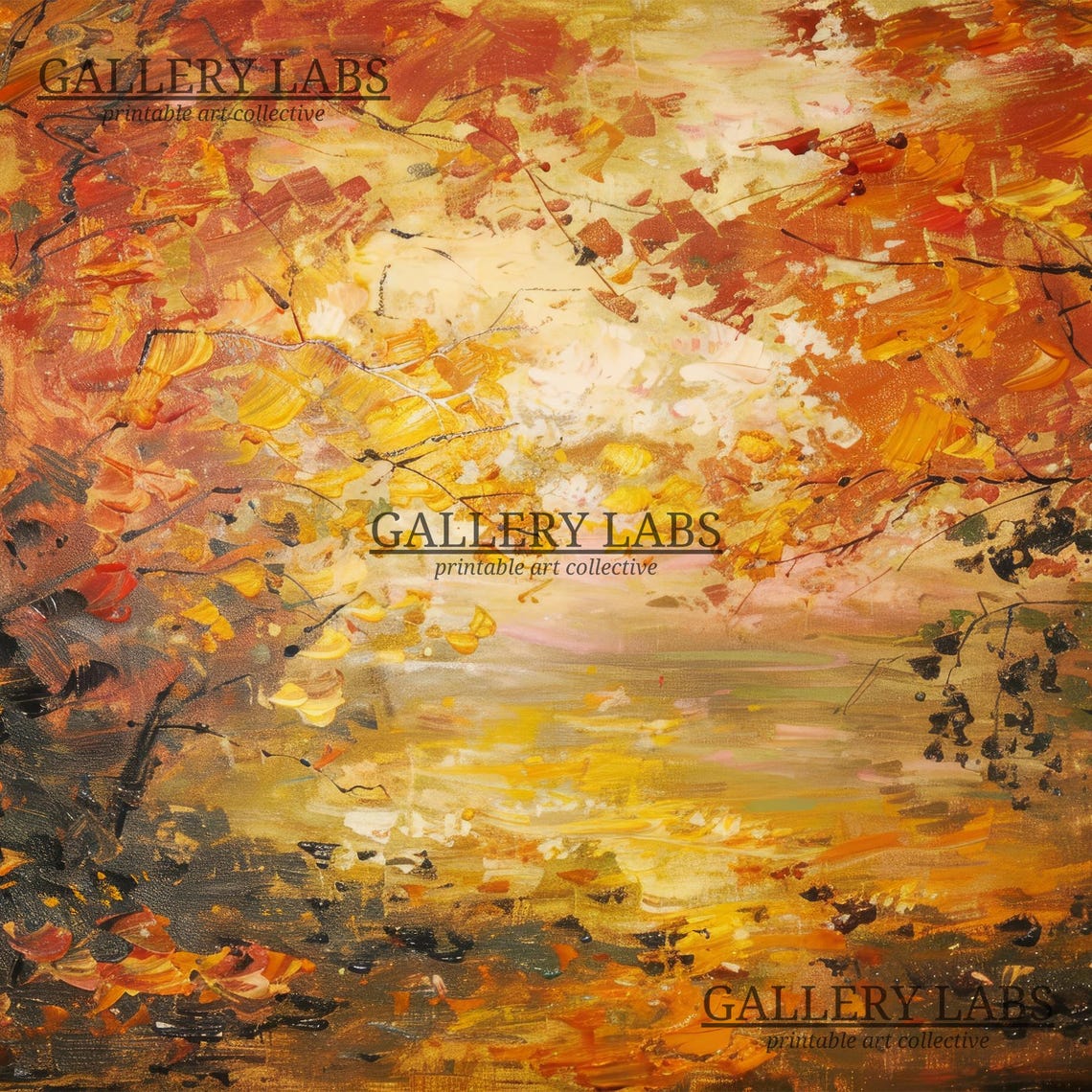 Autumn Forest Orange Foliage Impressionist Fall Landscape Poster - Image 4