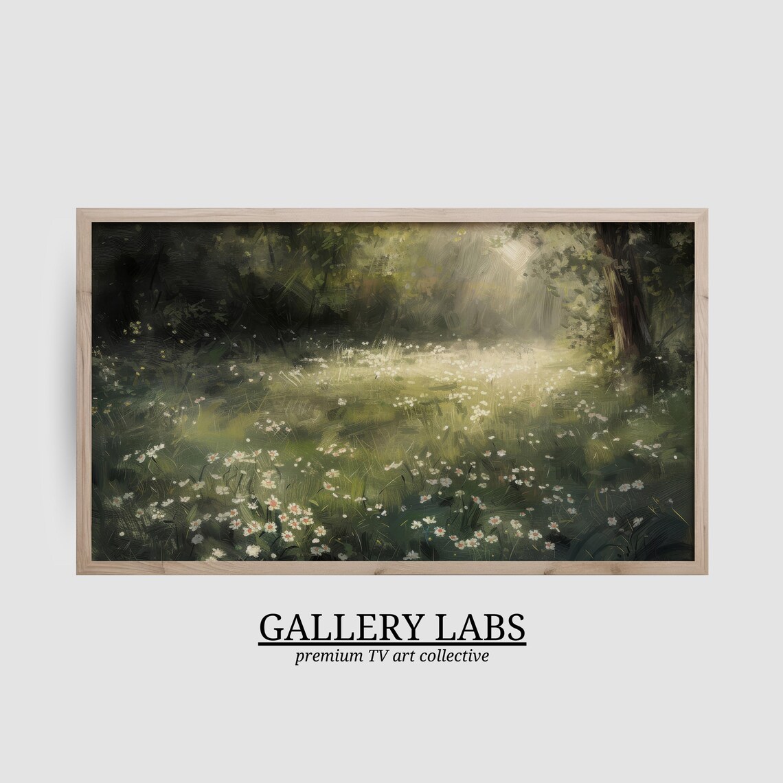 Moody Forest Wildflower Meadow Daisy Painting Dark Green Vintage Wall Art Poster - Image 2