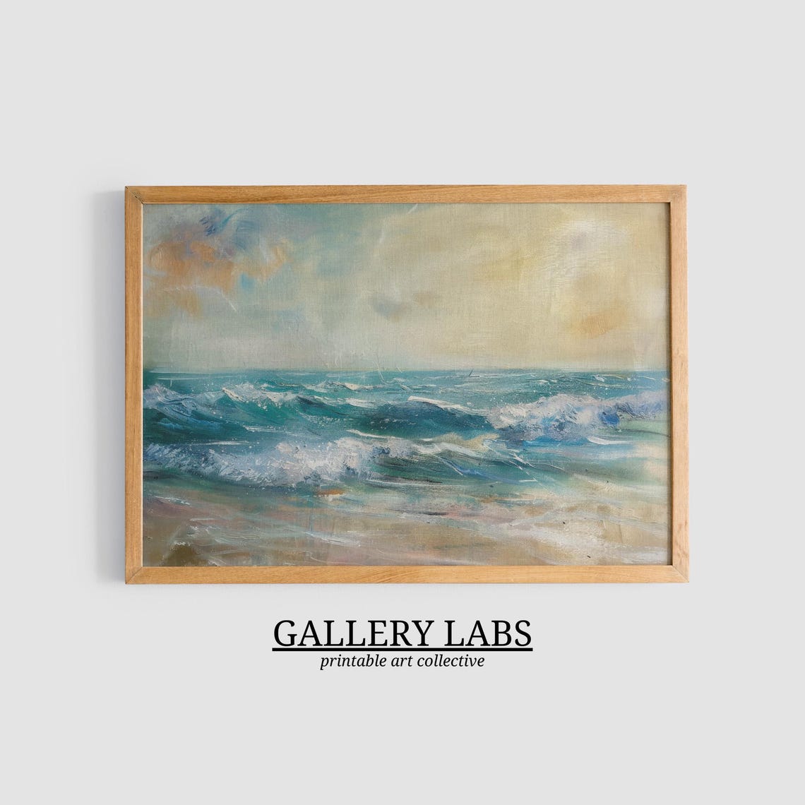 Neutral Minimalist Ocean Waves Abstract Calm Coastal Art Print - Image 3