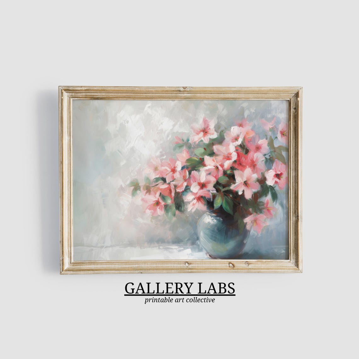 Soft Pink Blossom Bouquet In Blue Vase Gentle Spring Floral Poster