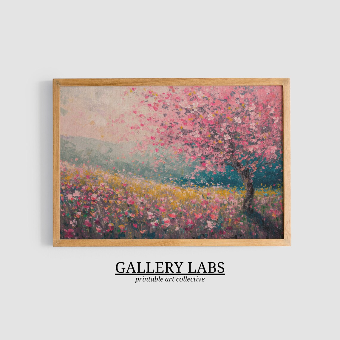 Pink Wildflower Painting, Farmhouse Spring Landscape Art Print - Image 3