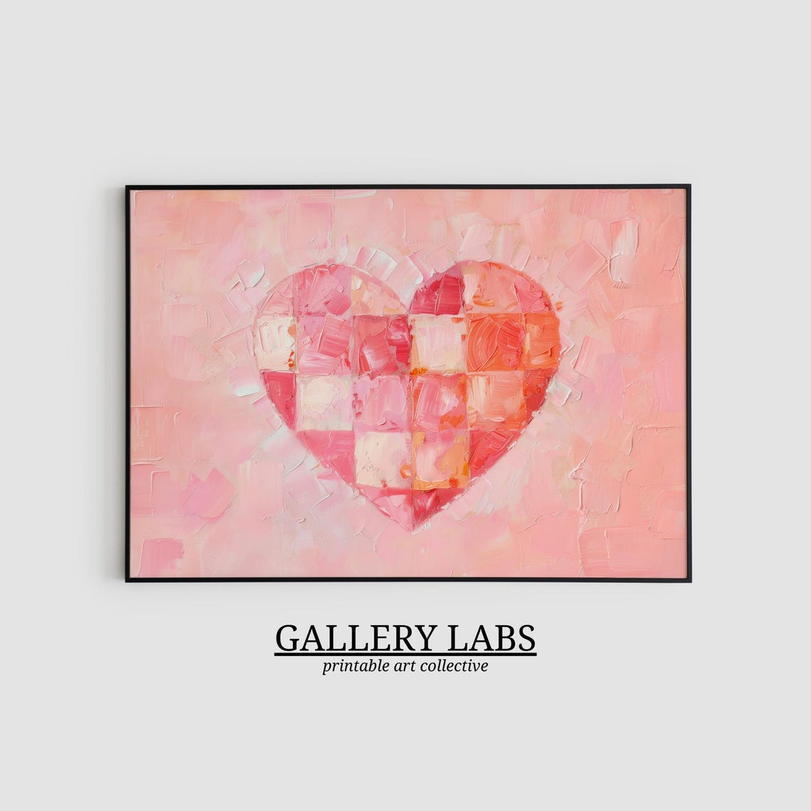 Pink Heart Shape Maximalist Bold Girly Love Room Wall Art Print - Image 2