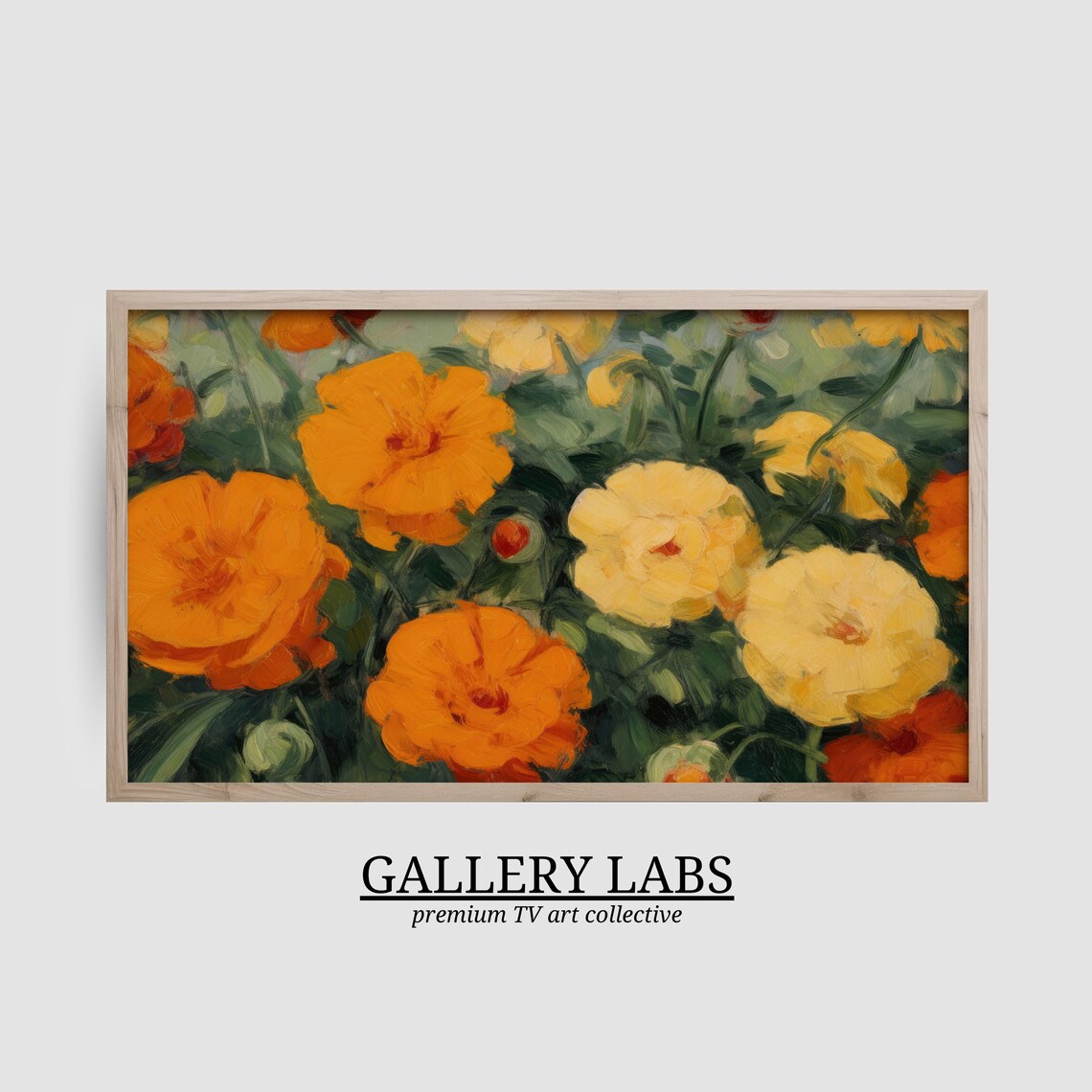 Orange Marigold Flowers Painting Bright Summer Botanical Floral Wall Art Print - Image 2
