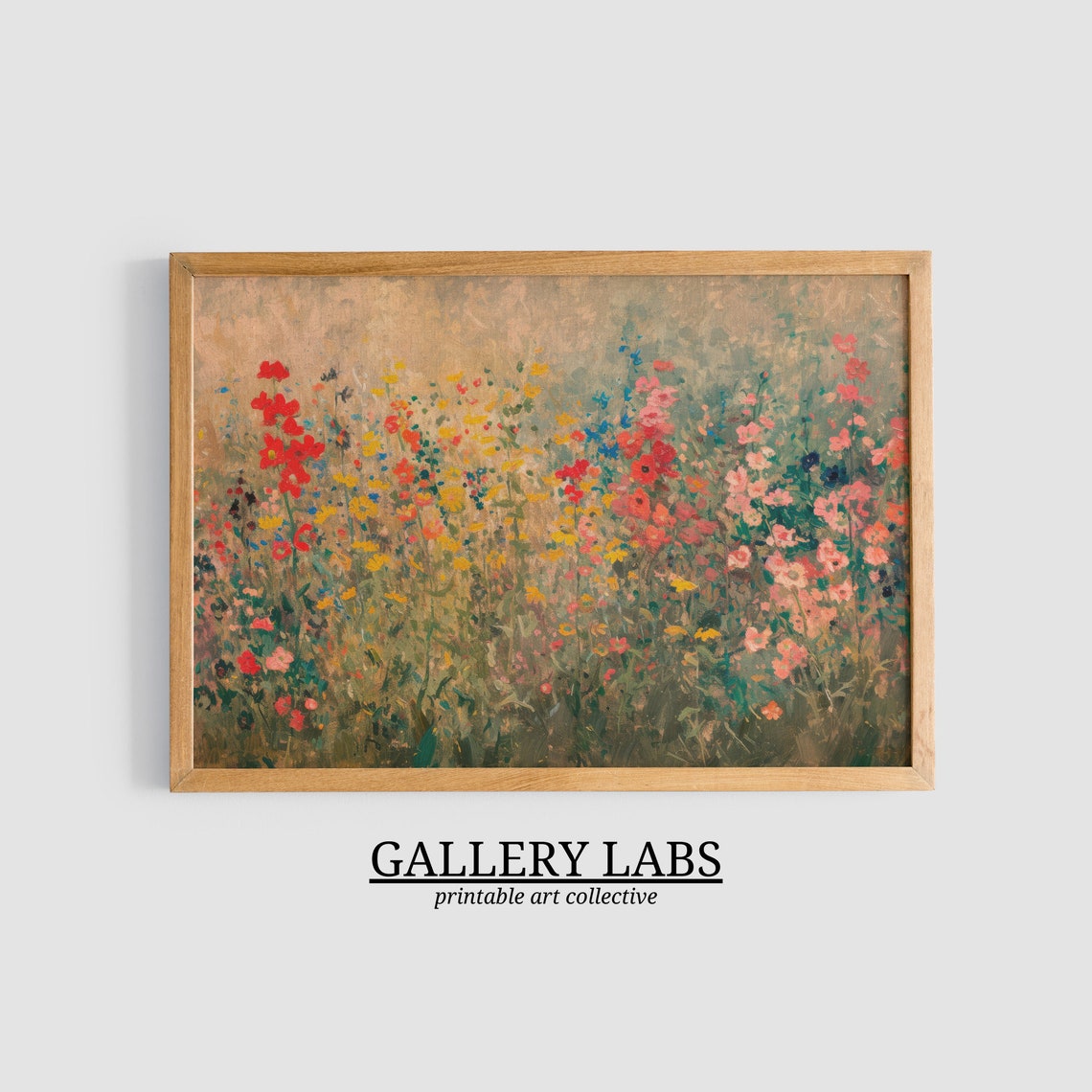 Colorful Wildflower Field Red Yellow Blue Blooms Meadow Art Print - Image 3