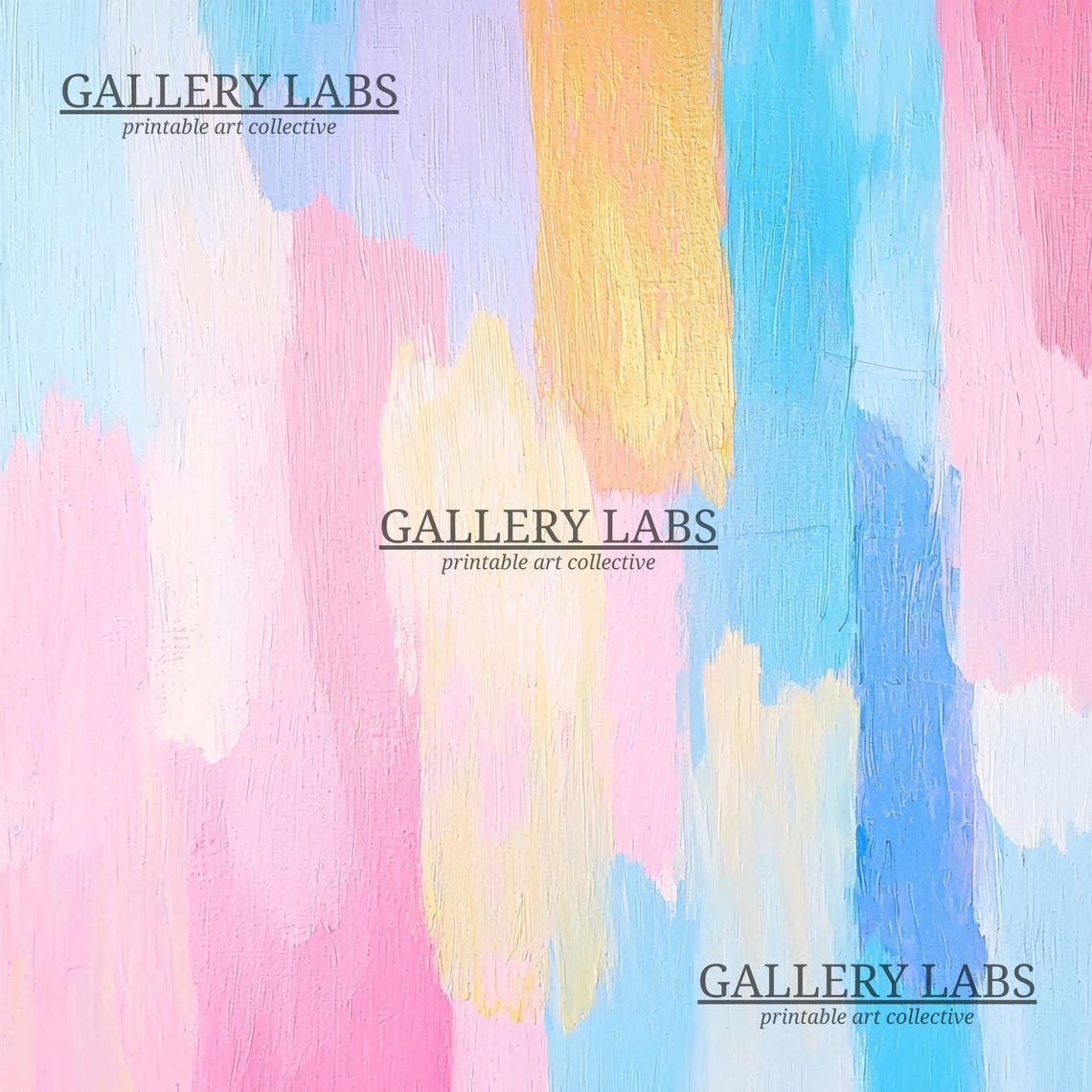 Pastel Abstract Brushstrokes Pink Blue Yellow Modern Wall Art Poster - Image 4