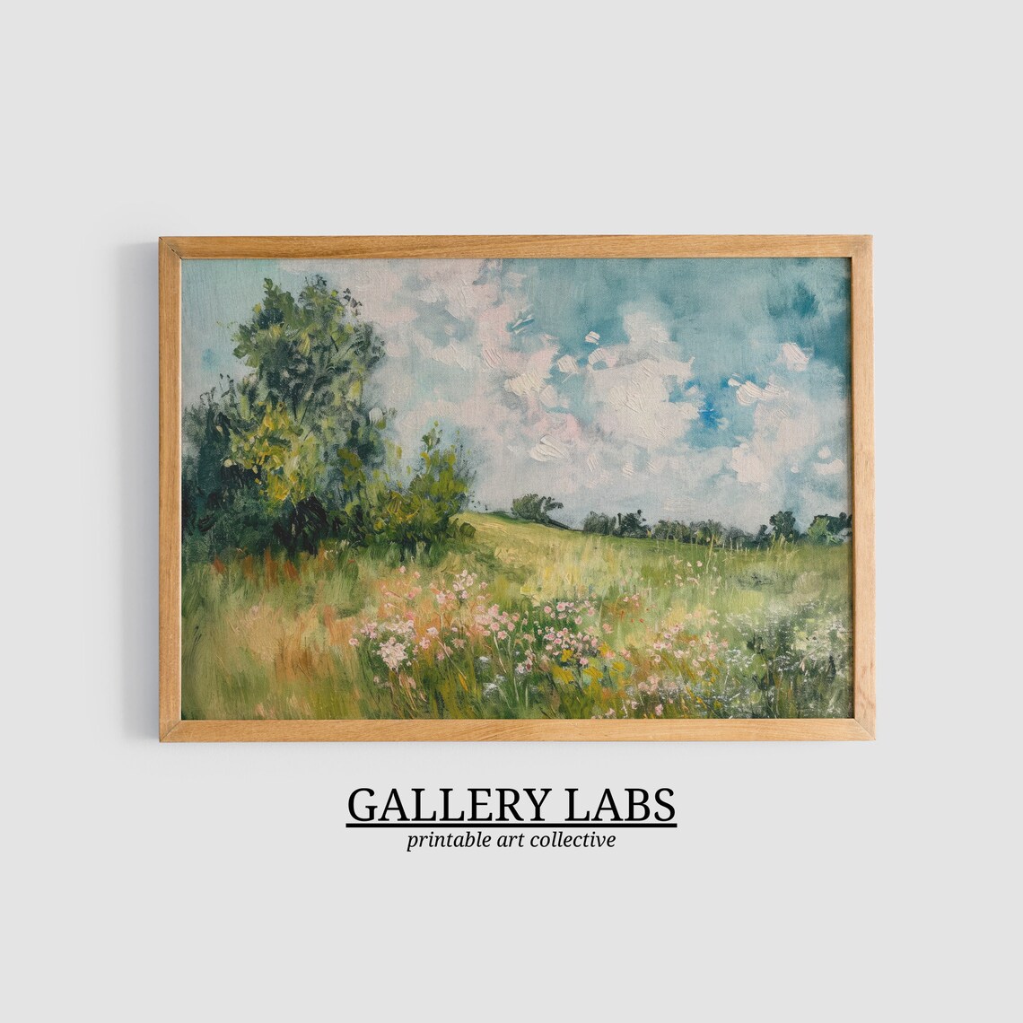 Spring Meadow Wildflower Oil Painting Country Landscape Art Poster - Image 3