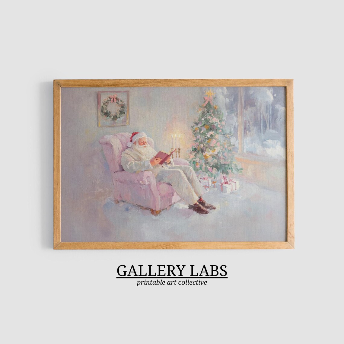 Cute Santa Claus Christmas Tree Print, Girly Decor - Image 3
