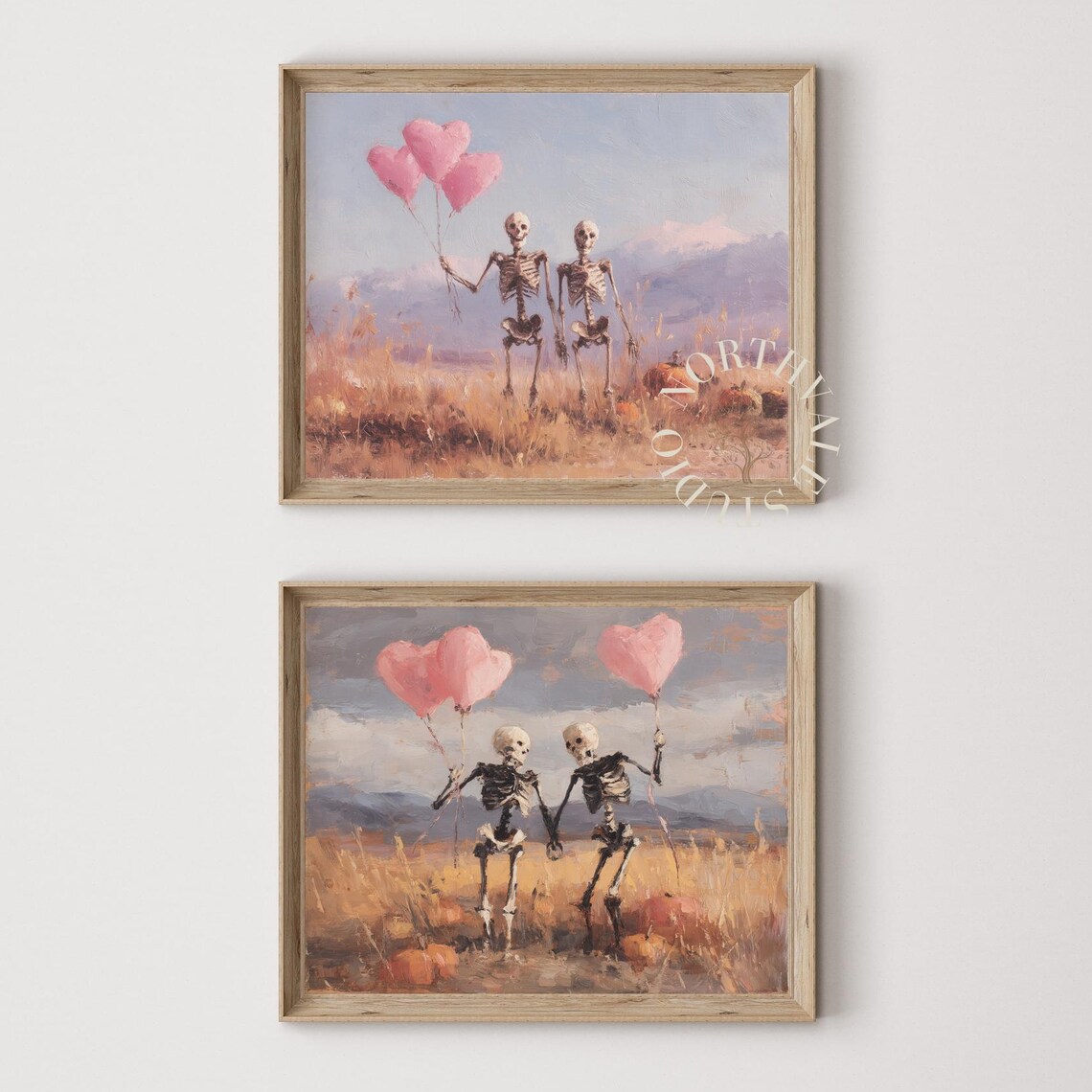 Vintage Skeleton Love Wall Art Set Of 2 Romantic Valentine Decor Rustic 21