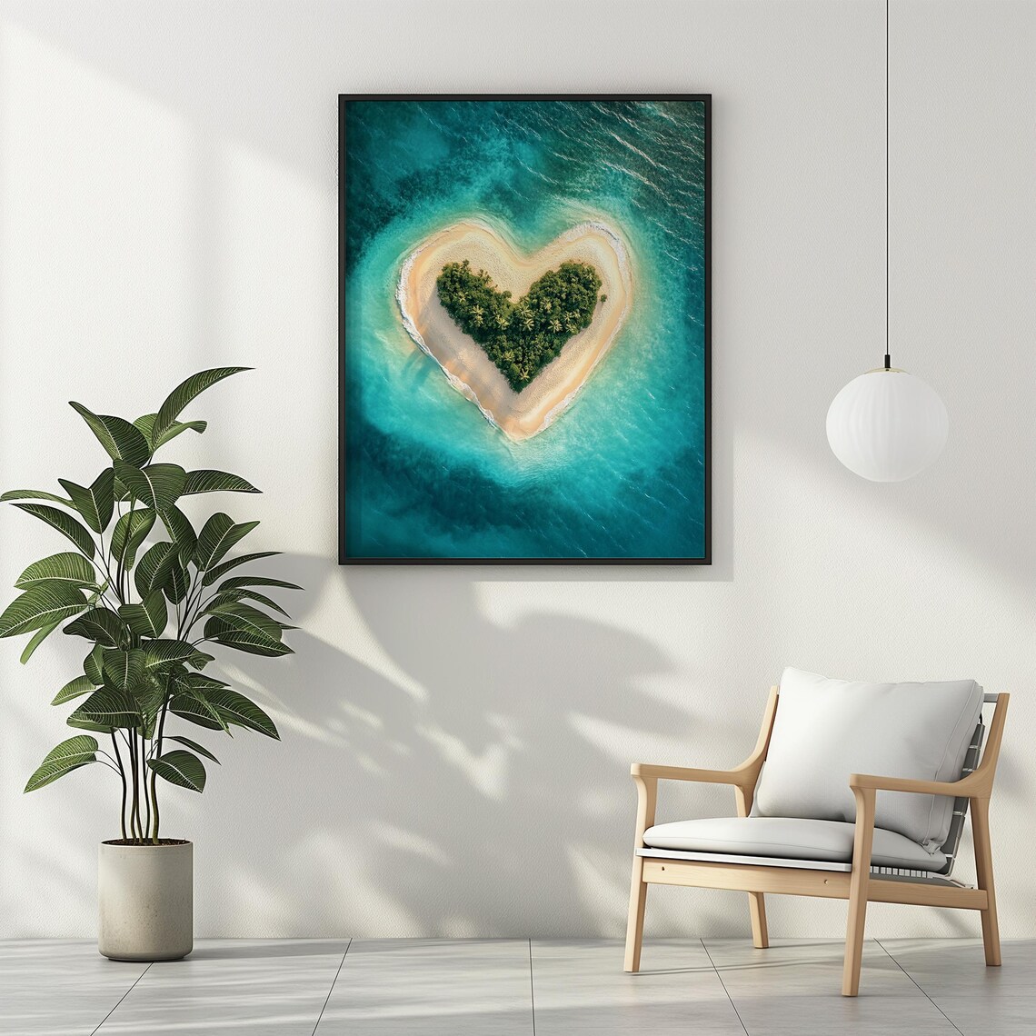 Heart Shaped Tropical Island Aerial Turquoise Ocean Love Poster - Image 3