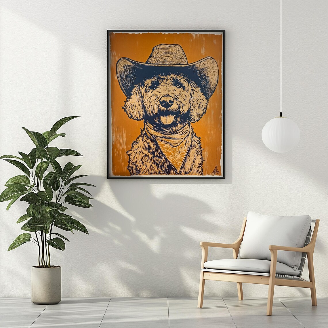 Goldendoodle Cowboy Hat Poster, Western Dog Lover - Image 2