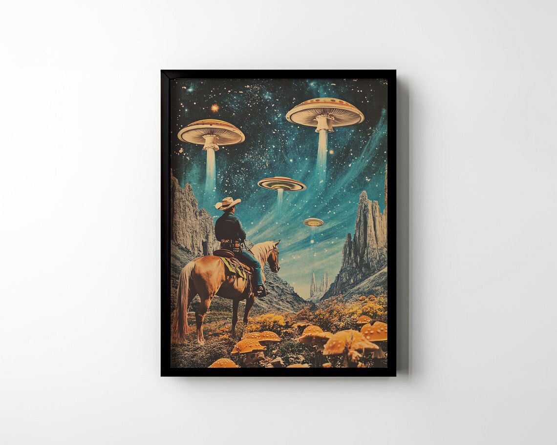 Cowboy Riding Horse Vintage Collage Poster - Image 3