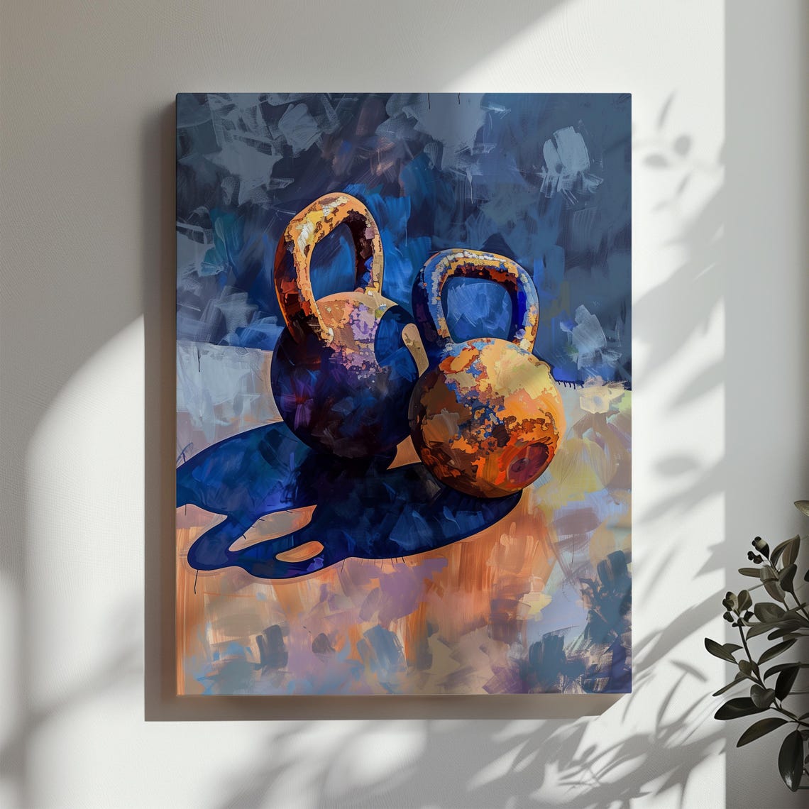 Colorful Kettlebell Abstract Painting Modern Home Gym Poster - Image 3