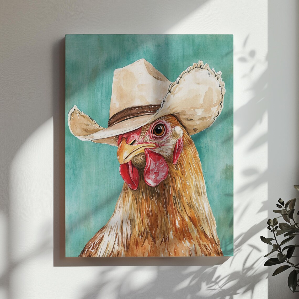 Chicken Wearing Cowboy Hat Funny Farmhouse Art Print - Image 2