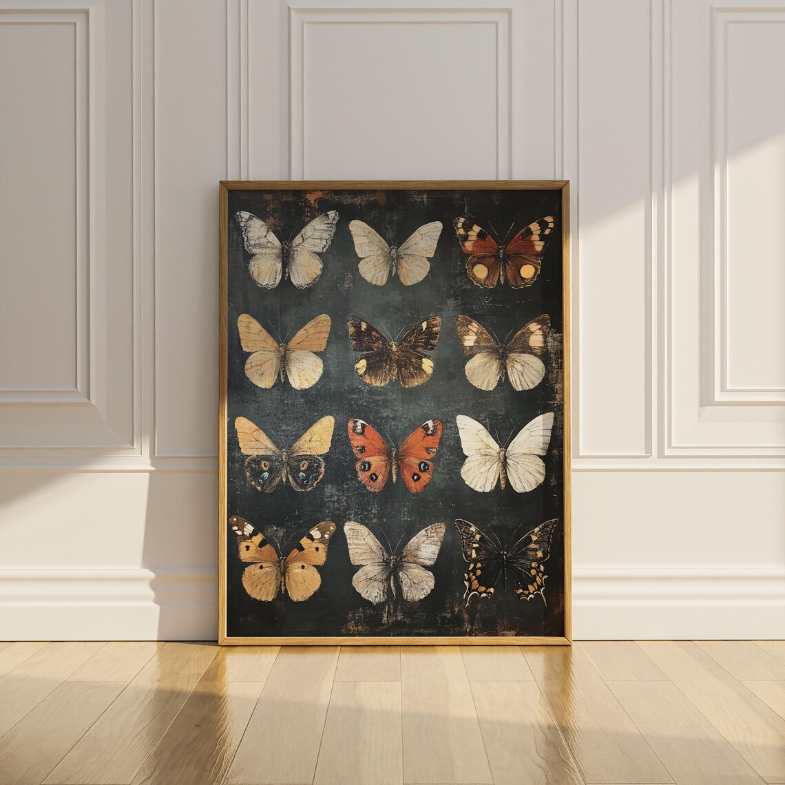 Twelve Butterflies Specimen Grid Dark Academia Vintage Insect Art Poster - Image 3