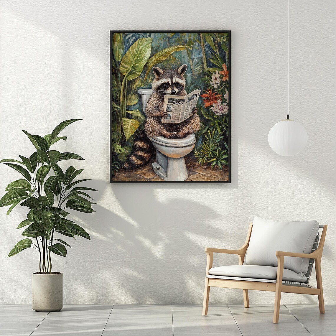 Raccoon Bathroom Wall Decor, Funny Animal Art Print - Image 2
