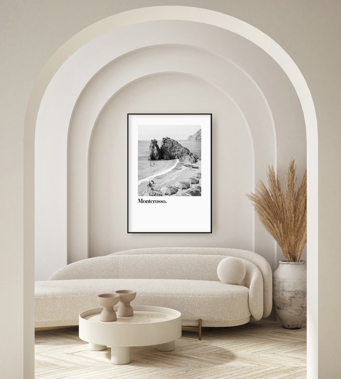Monterosso Cinque Terre Beach Black White Italy Travel Poster - Image 3