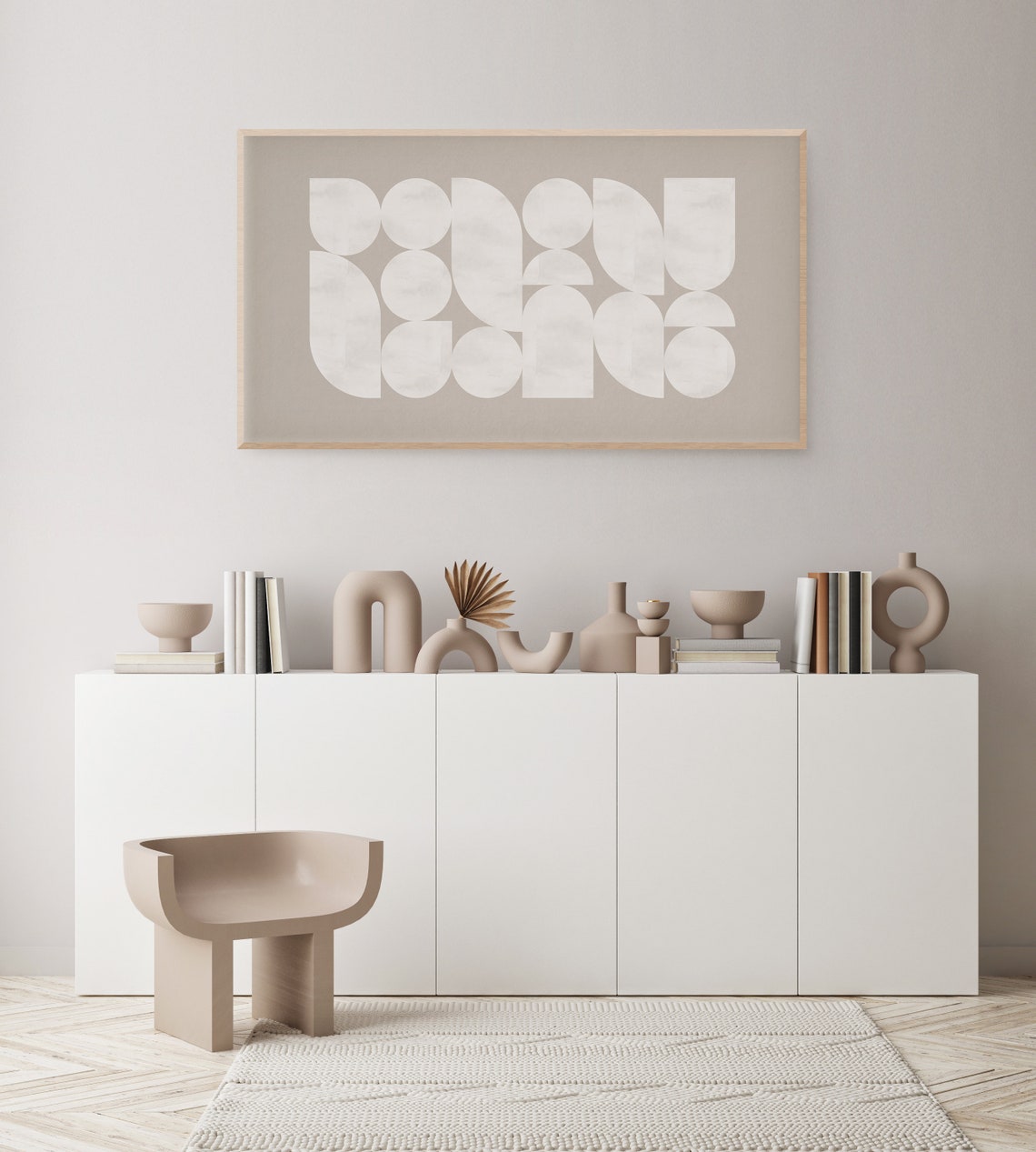 Beige Wabi Sabi Geometric Circles Minimalist Neutral Decor Poster - Image 3