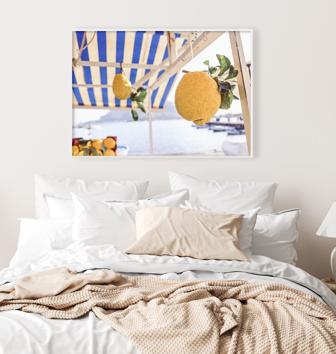 Amalfi Coast Giant Lemons Striped Awning Seaside Kitchen Poster - Image 3