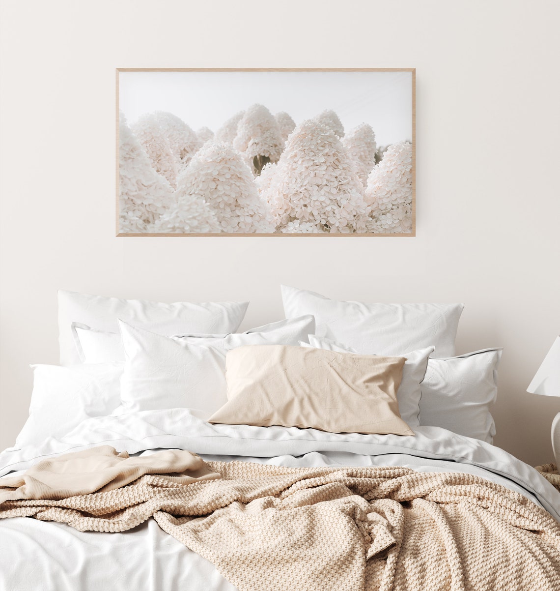 White Hydrangea Blossom Heads Botanical Macro Photography Art Poster - Image 2
