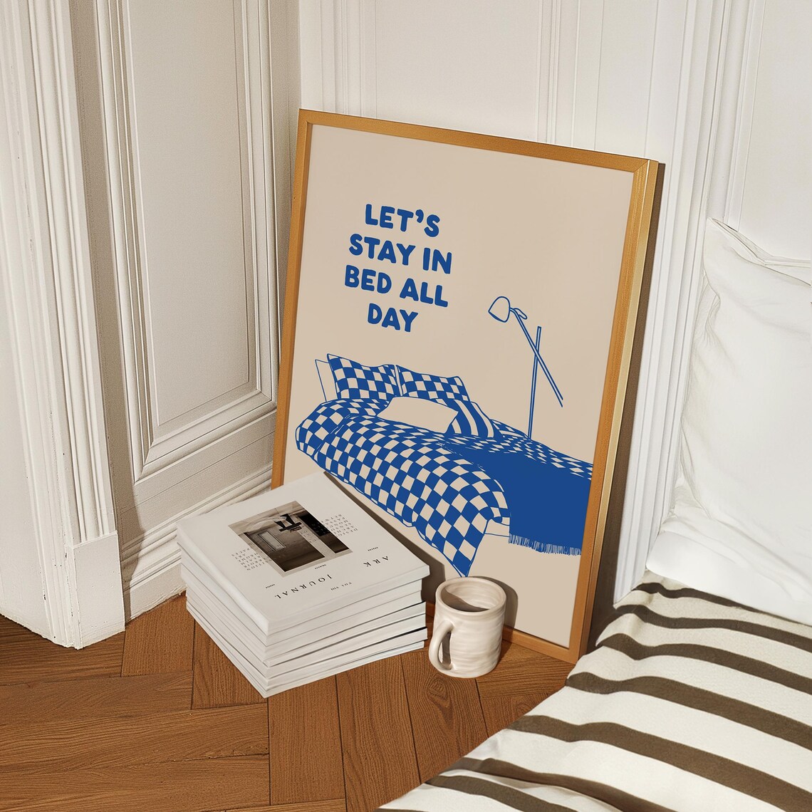 Let's Stay In Bed Retro Bedroom Art Print - Image 2