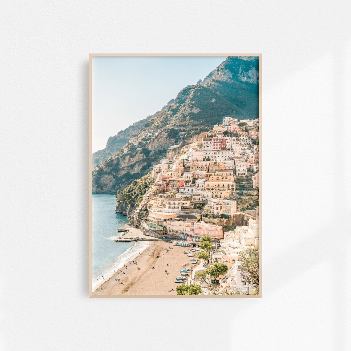 Positano Beach And Pastel Cliffside Houses Amalfi Coast Poster