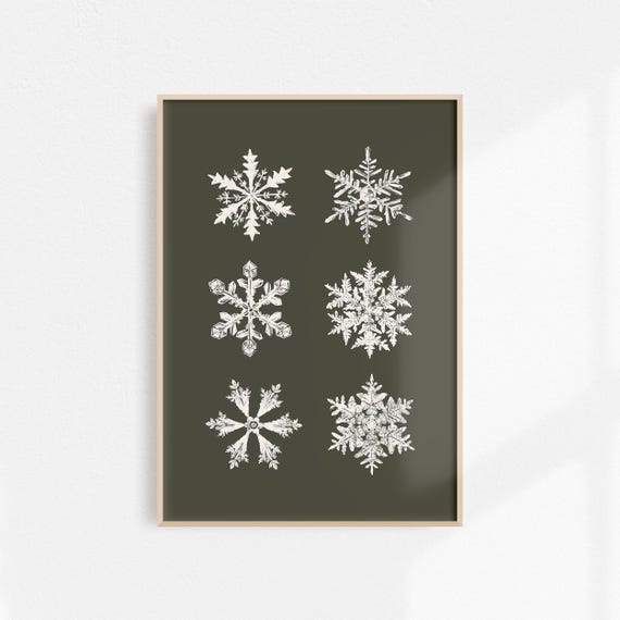 Snowflakes Modern Minimalist Christmas Art Print