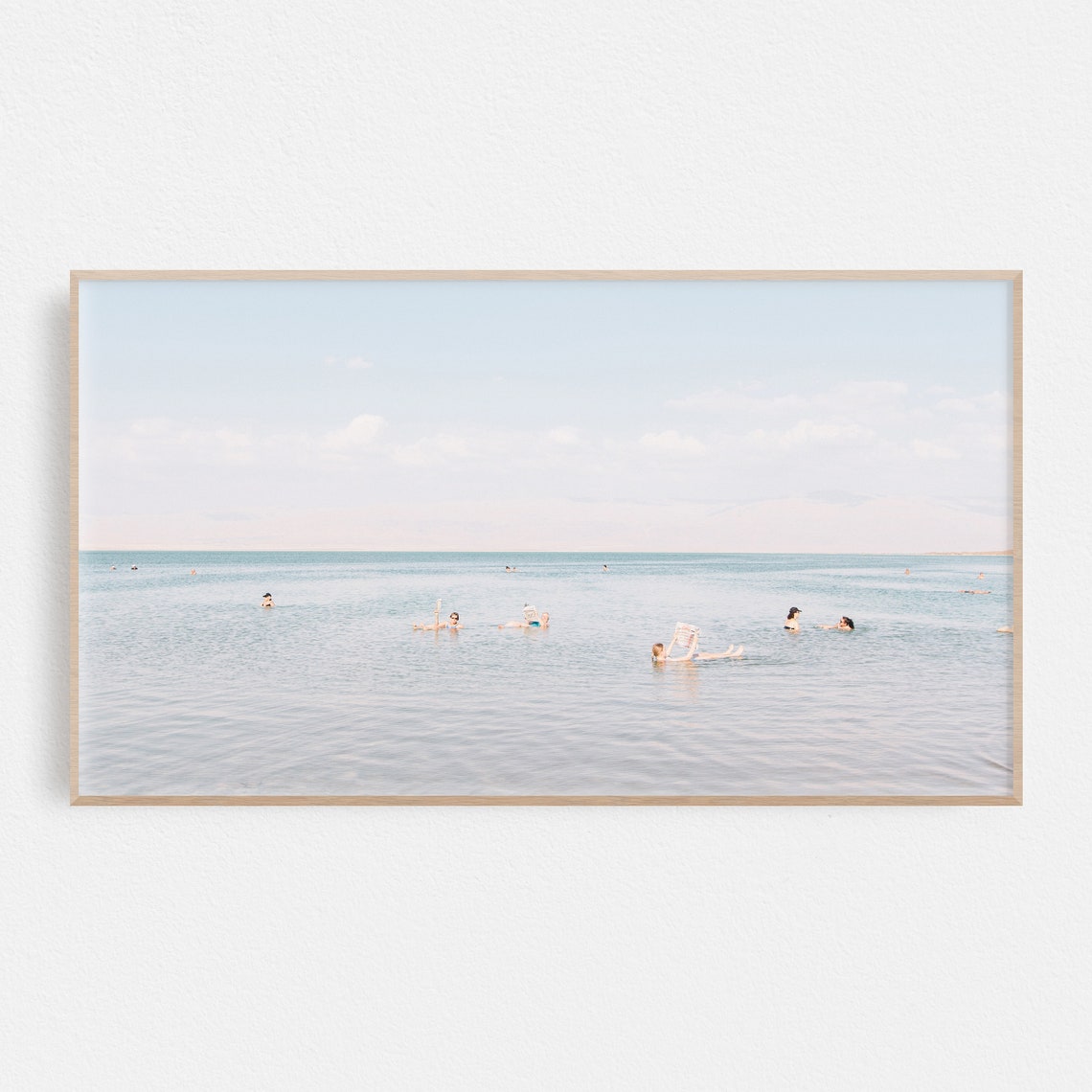 Ocean Swimmers Floating Calm Blue Sea Summer Minimalist Beach Poster