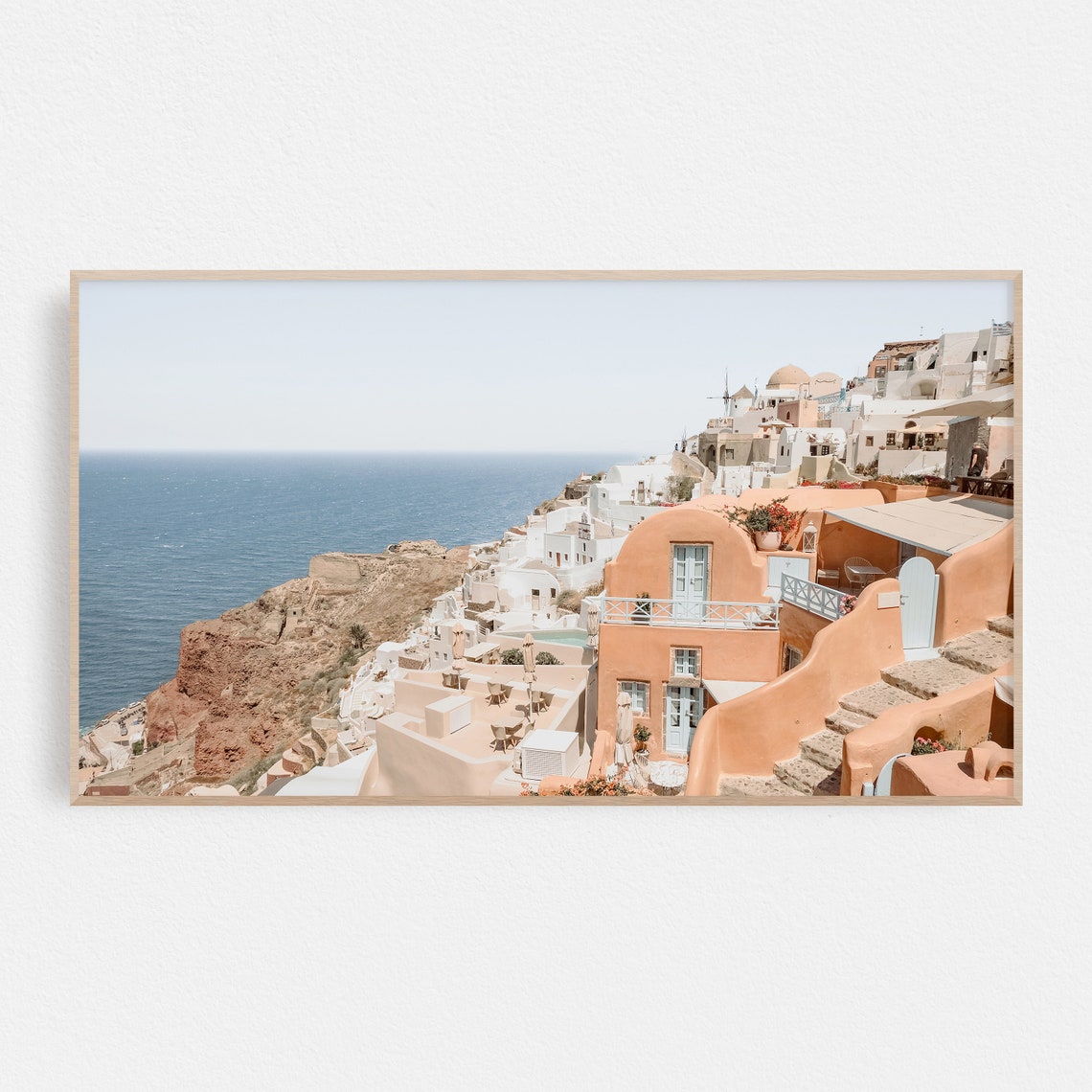 Oia Santorini Whitewashed Cliffside Village Greece Travel Poster