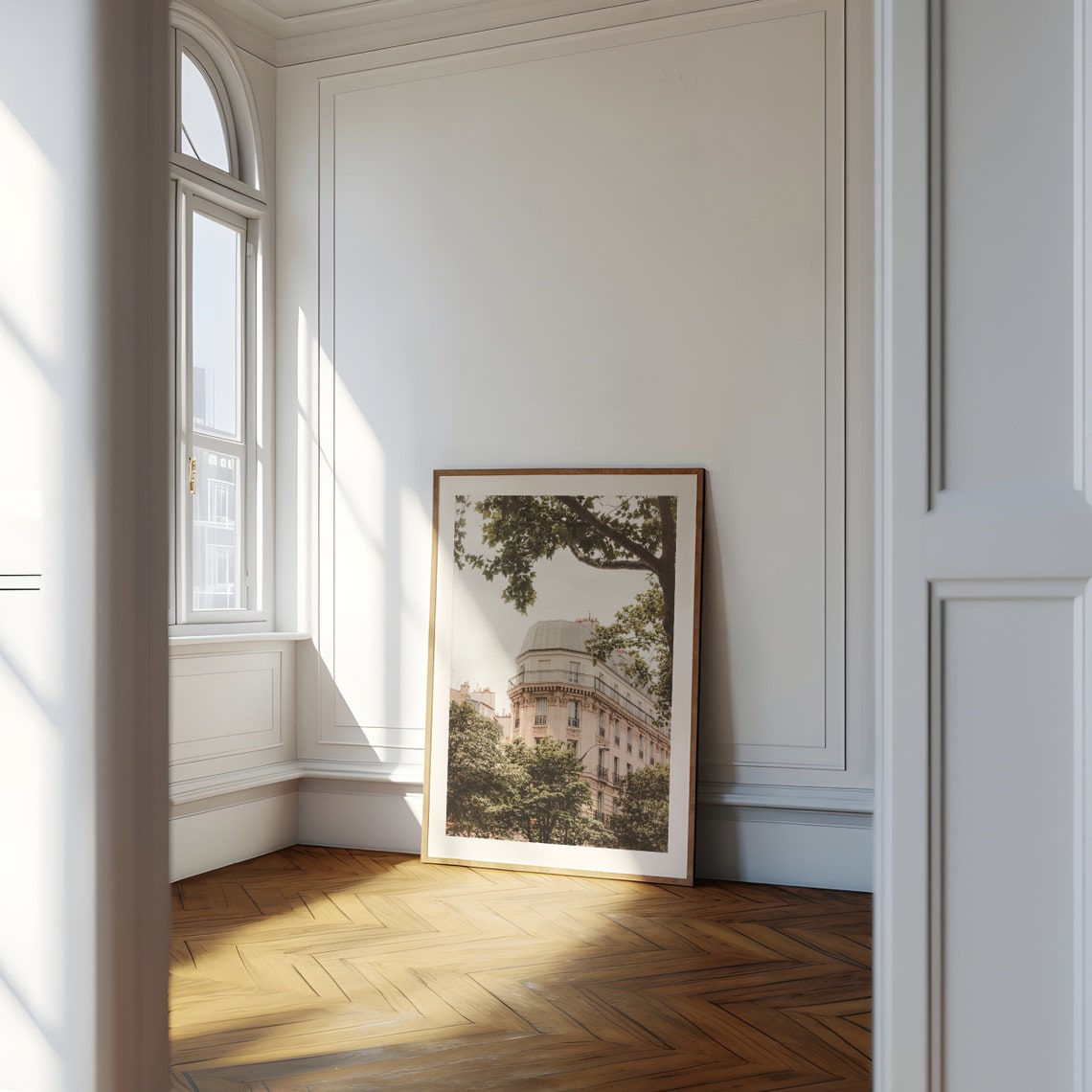 Classic Paris Haussmann Building Framed By Green Trees Poster - Image 2