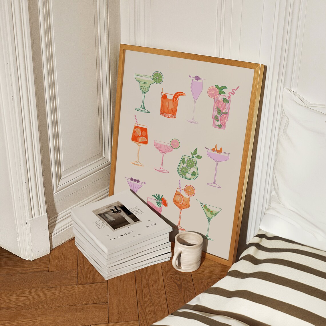 Aesthetic Cocktail Poster, Cute Bar Cart Art Print - Image 3
