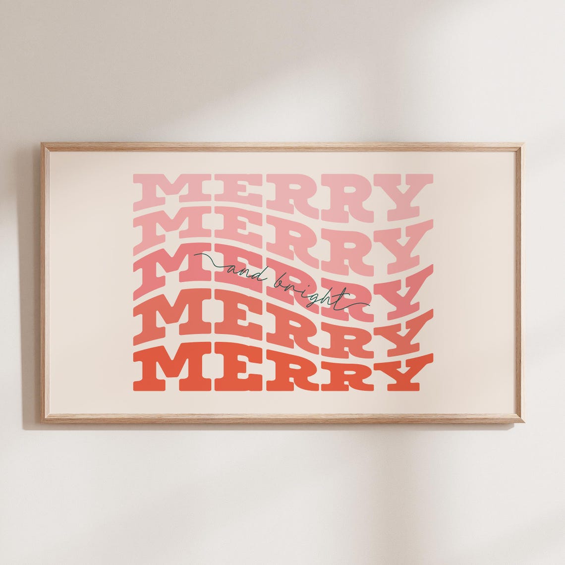 Merry and Bright Retro Christmas Typography Holiday Season Poster