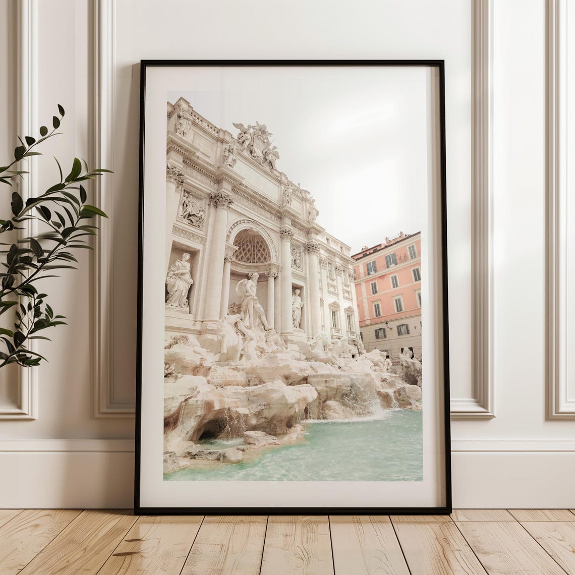 Trevi Fountain Rome Italy Baroque Landmark White Neutral Poster - Image 5