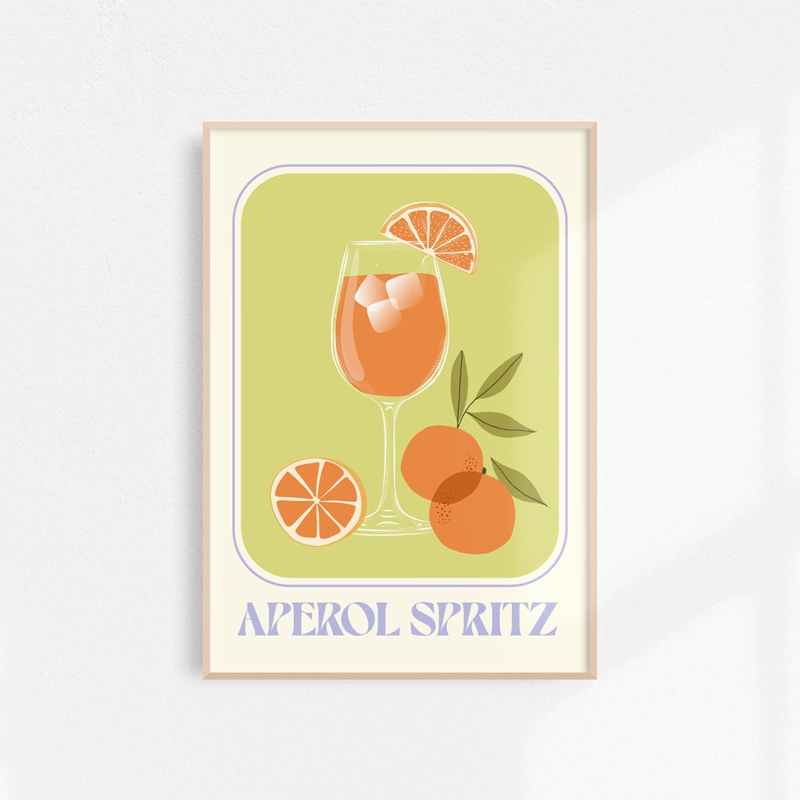 Aperol Spritz Cocktail Illustration Retro Italian Bar Cart Poster