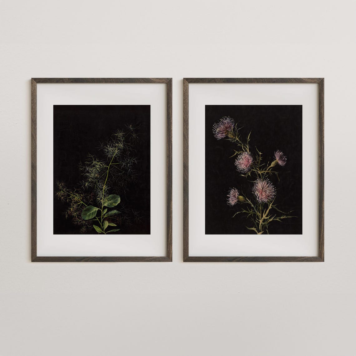 Dark Thistle Flowers Moody Black Floral Vintage Botanical Poster - Image 3
