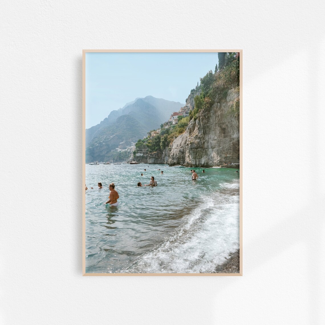 Arienzo Beach Positano Swimmers Cliffside Amalfi Coast Photo Poster