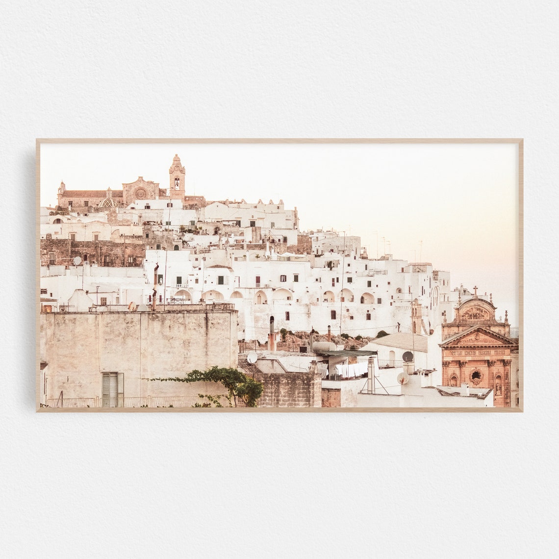 Ostuni Italy Whitewashed Old Town Cathedral Hilltop View Poster