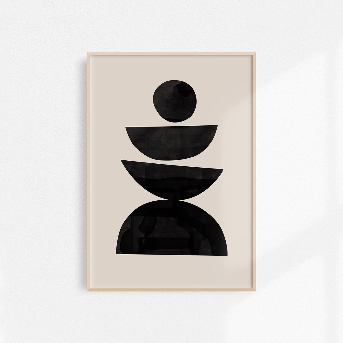 Modern Abstract Beige Black Minimalist Art Print