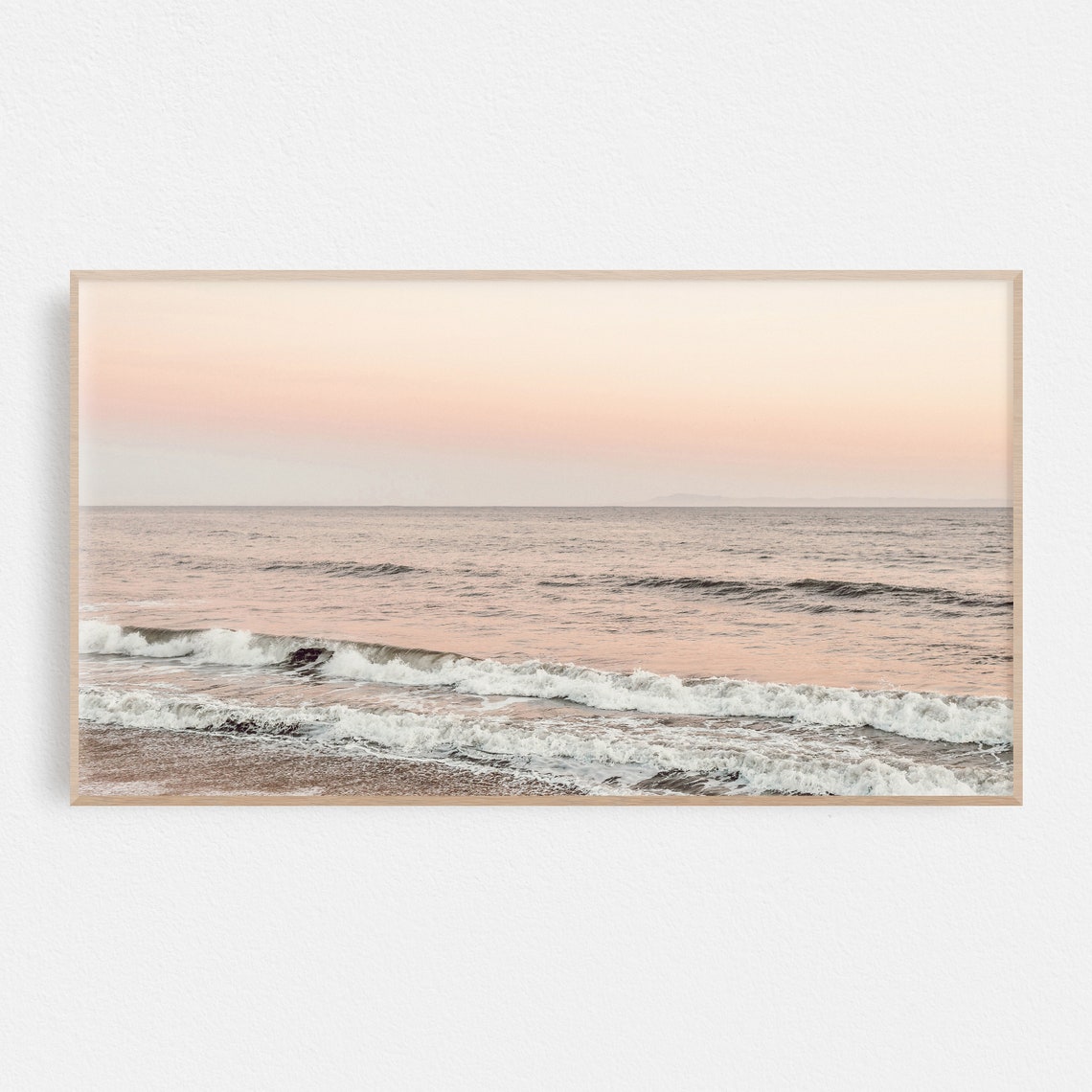 Blush Pink Sunset Ocean Waves Minimal Calm Coastal Decor Poster - Image 3