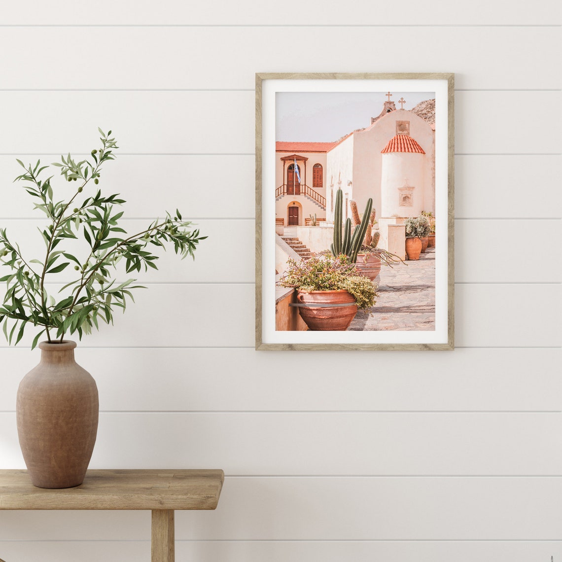 Greek Monastery Courtyard Cactus Terracotta Pots Mediterranean Poster - Image 2